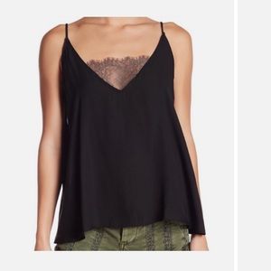 Free people intimates black tank top with lace
